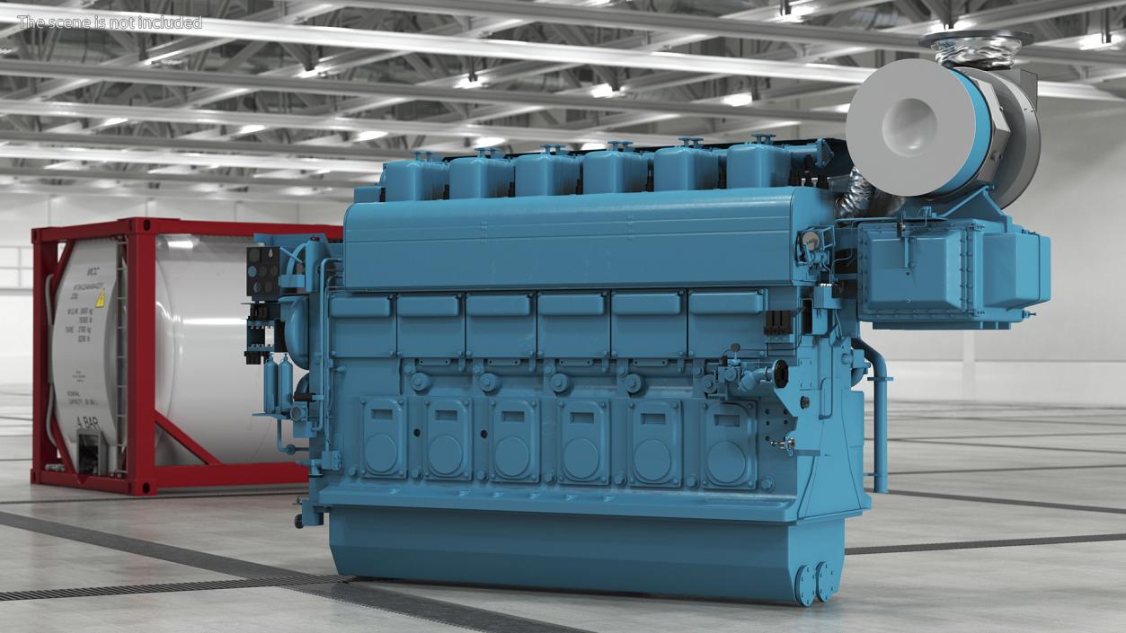 3D model Marine Engine Blue 2