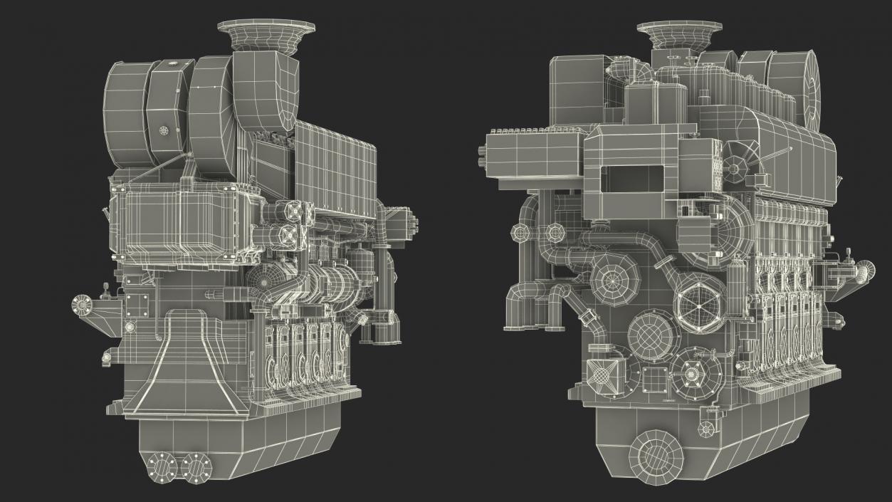 3D model Marine Engine Blue 2