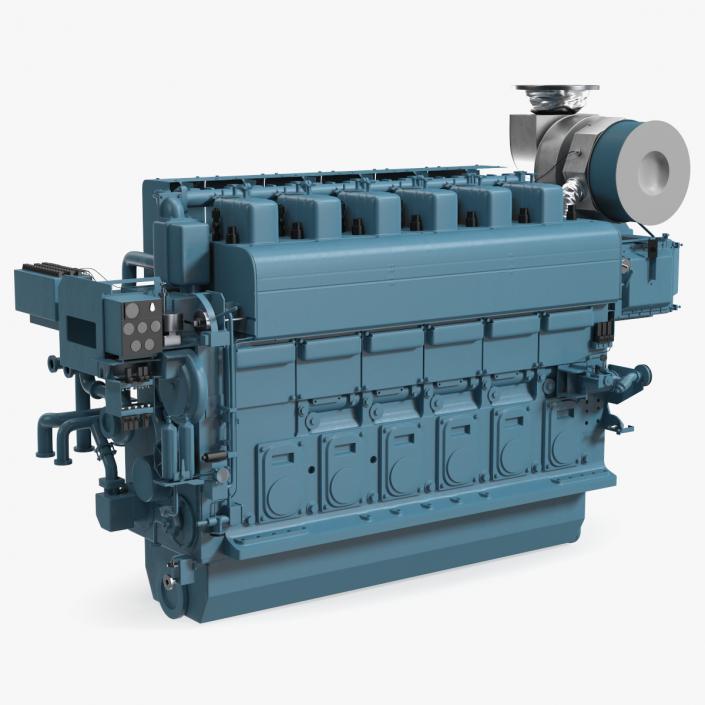 3D model Marine Engine Blue 2