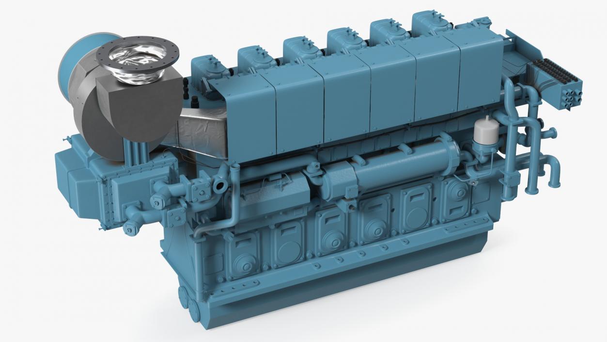 3D model Marine Engine Blue 2