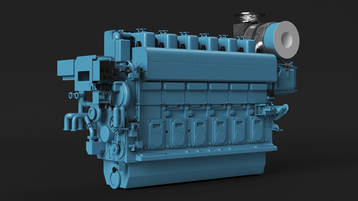 3D model Marine Engine Blue 2