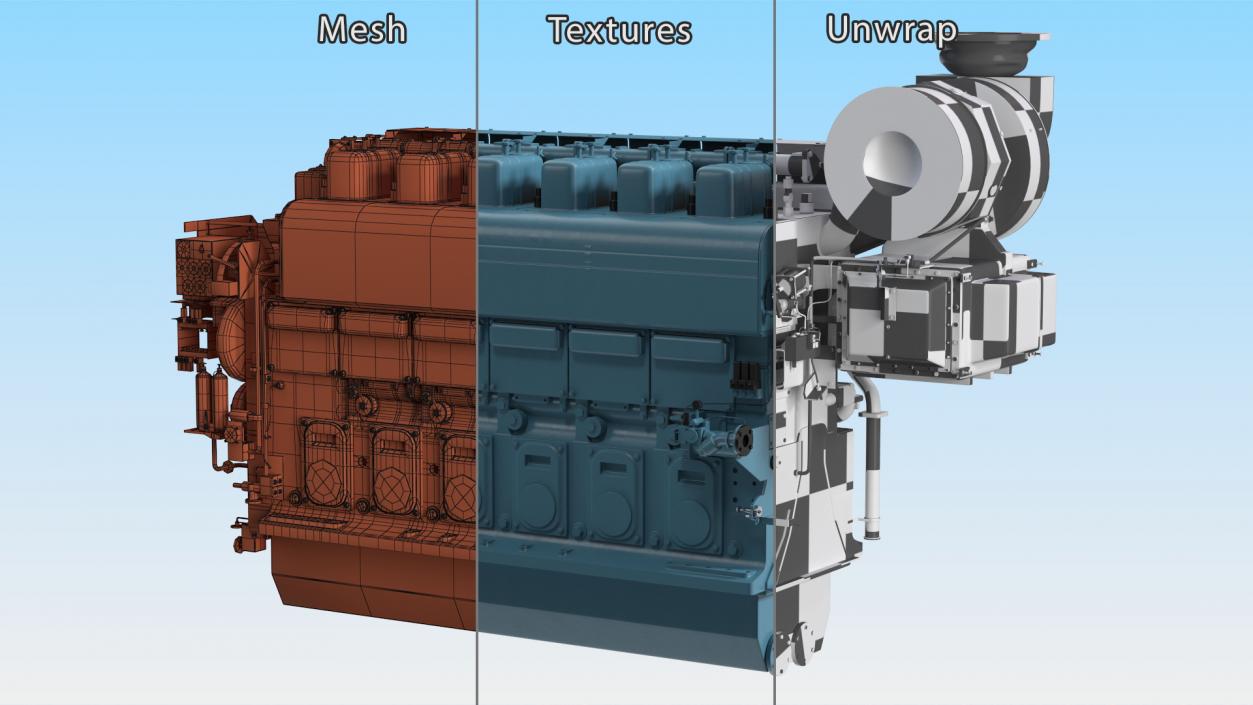 3D model Marine Engine Blue 2