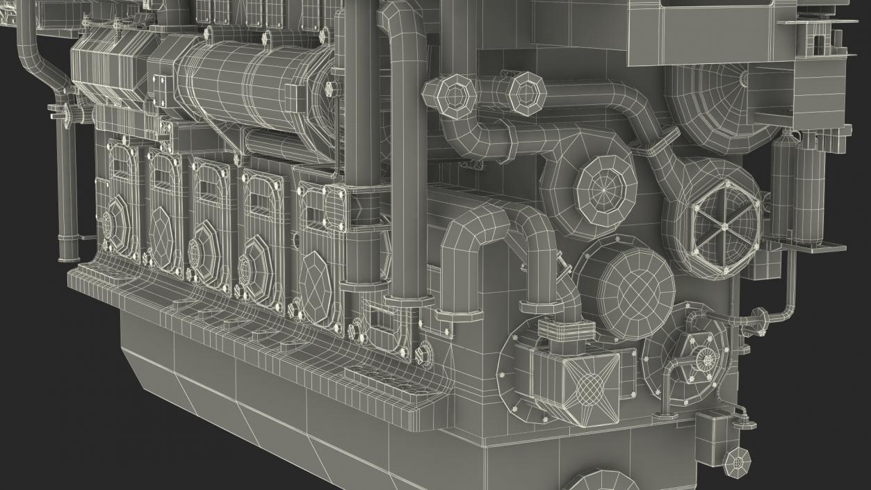 3D model Marine Engine Blue 2