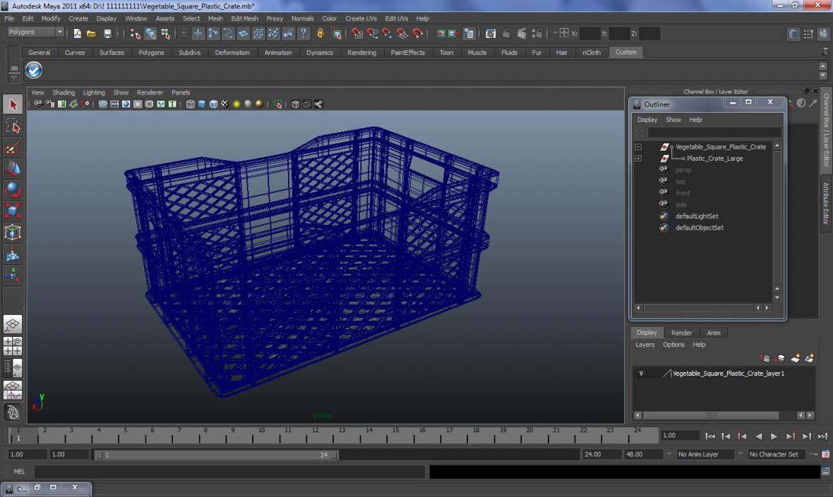 3D model Vegetable Square Plastic Crate