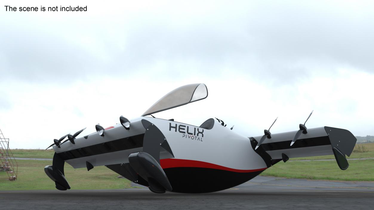 Helix Pivotal Electric VTOL Aircraft Rigged for Cinema 4D 3D