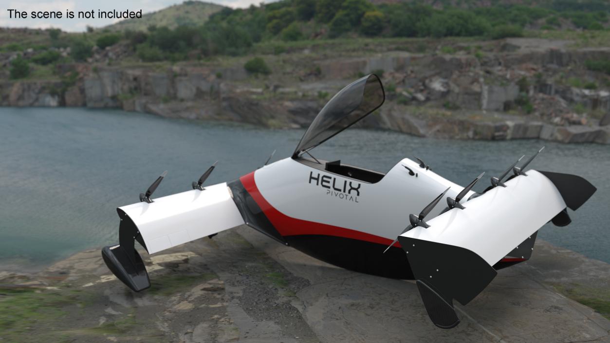 Helix Pivotal Electric VTOL Aircraft Rigged for Cinema 4D 3D