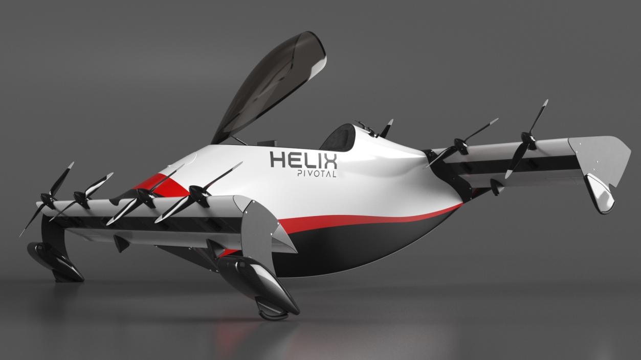 Helix Pivotal Electric VTOL Aircraft Rigged for Cinema 4D 3D