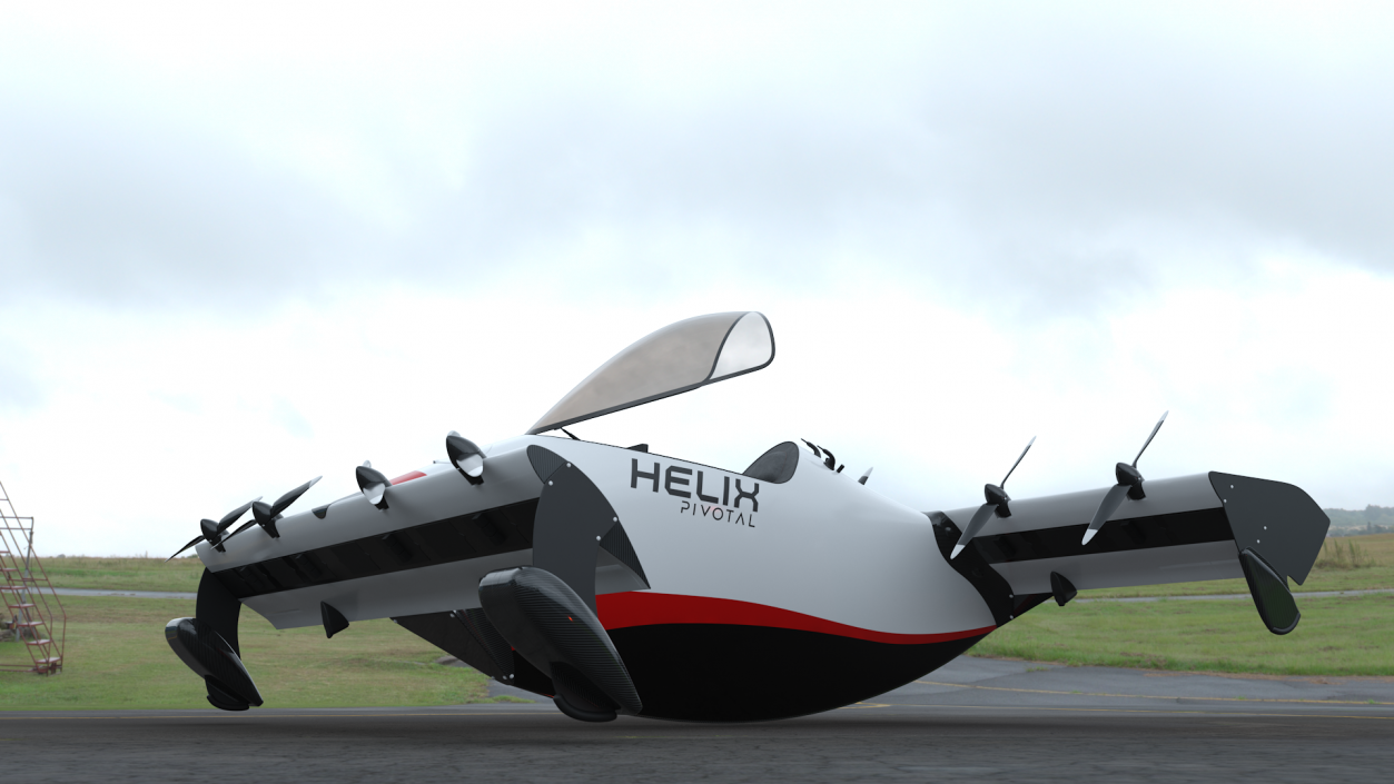 Helix Pivotal Electric VTOL Aircraft Rigged for Cinema 4D 3D