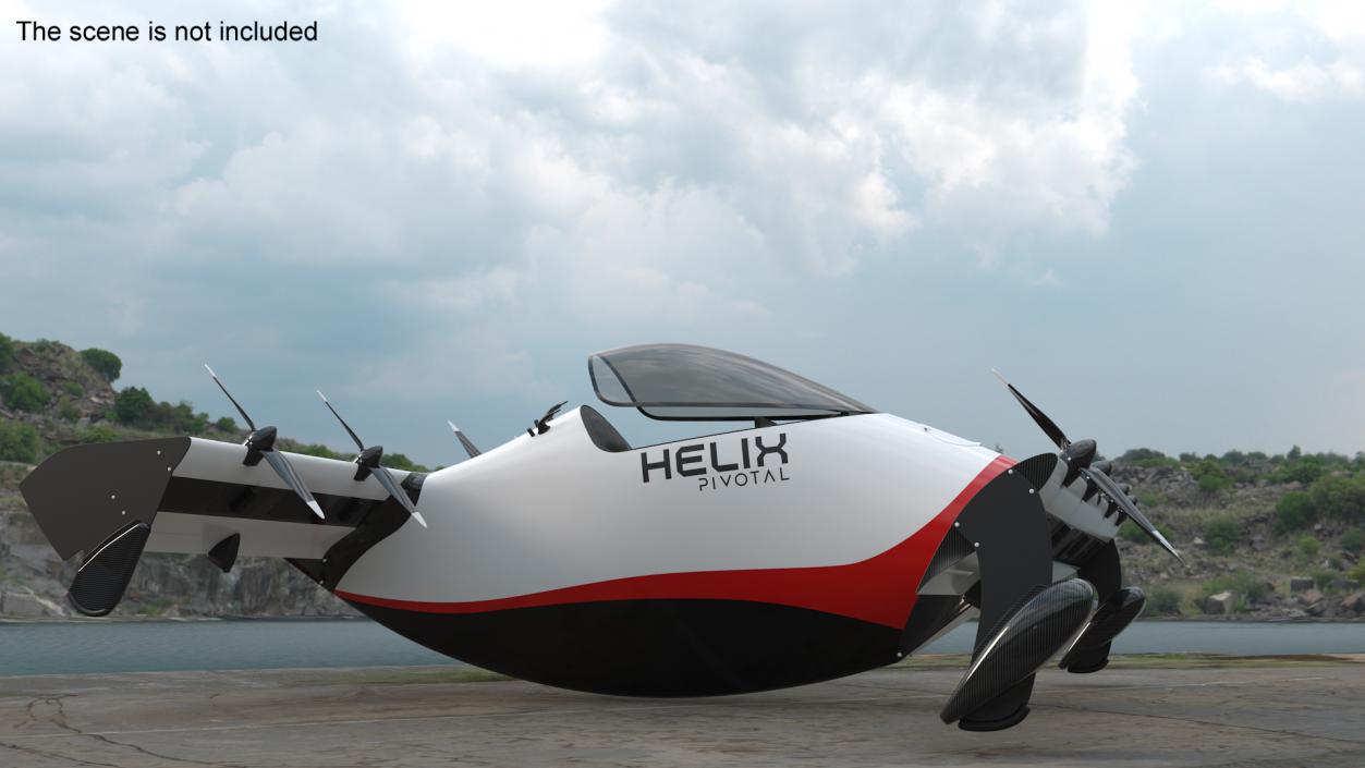 Helix Pivotal Electric VTOL Aircraft Rigged for Cinema 4D 3D