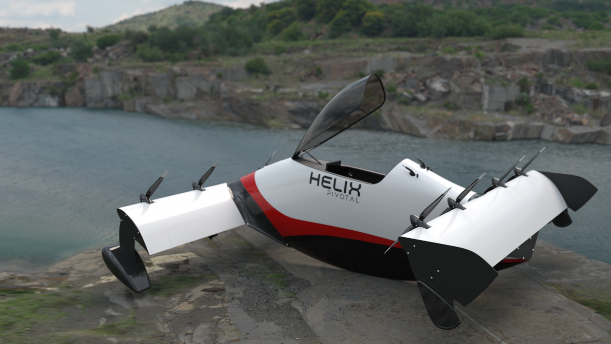 Helix Pivotal Electric VTOL Aircraft Rigged for Cinema 4D 3D