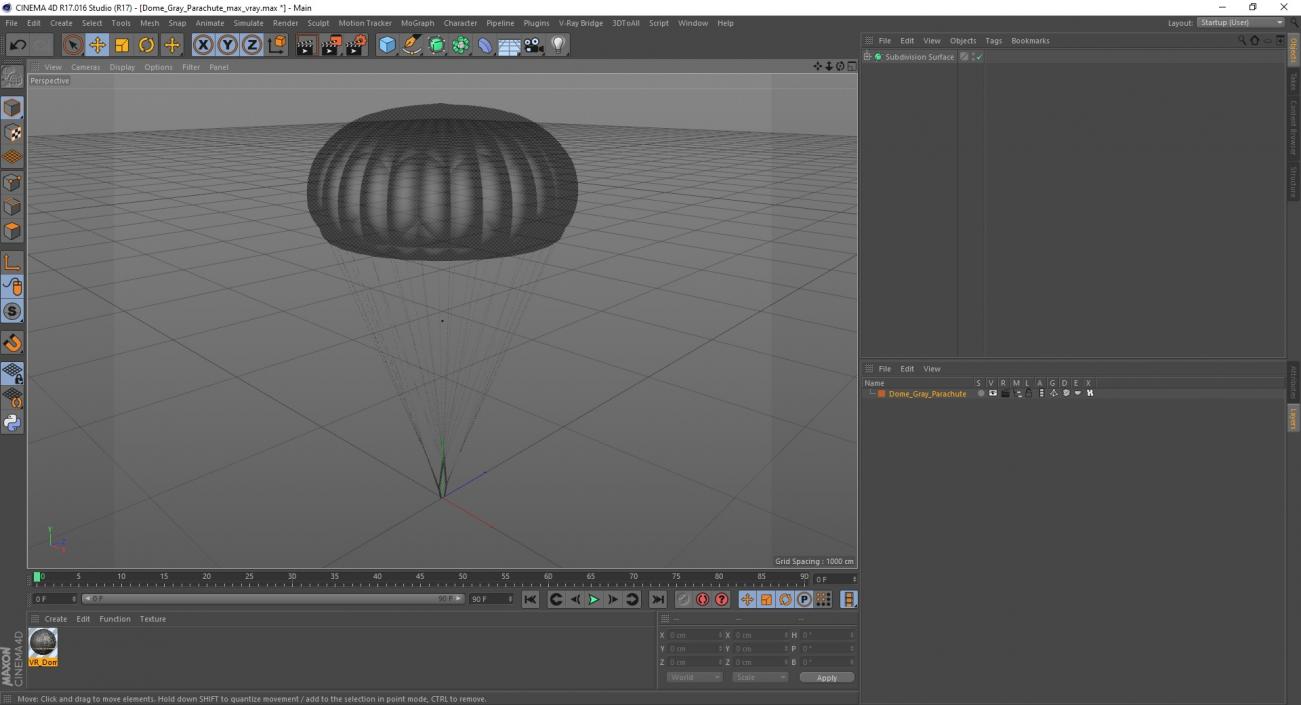 Dome Gray Parachute 3D model