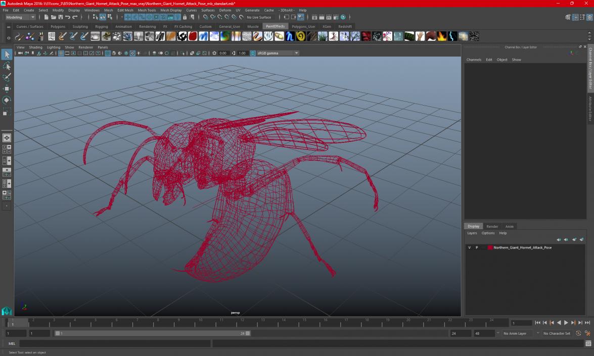 3D Northern Giant Hornet Attack Pose model