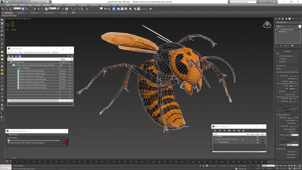 3D Northern Giant Hornet Attack Pose model