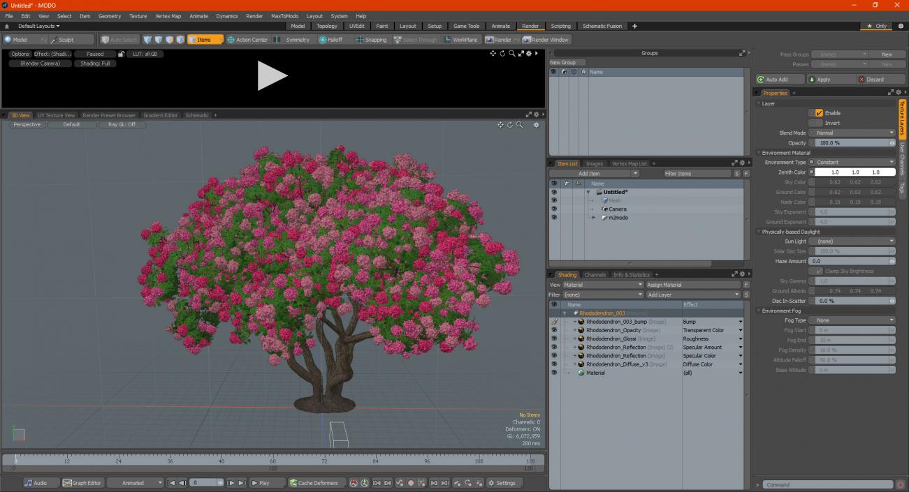 Pink Rhododendron Tree 3D