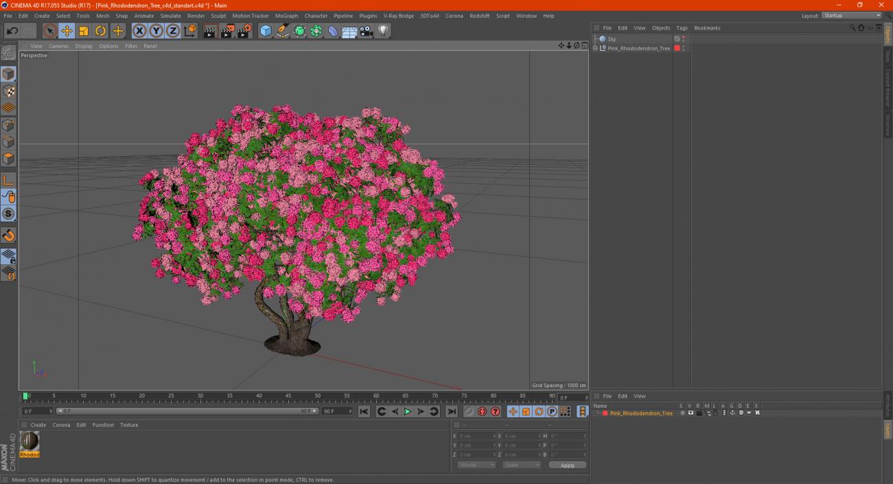 Pink Rhododendron Tree 3D