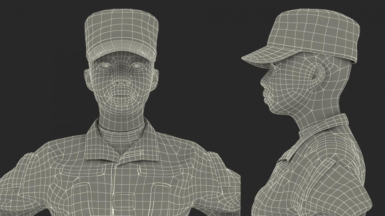 3D Black Female Soldier ACU Rigged