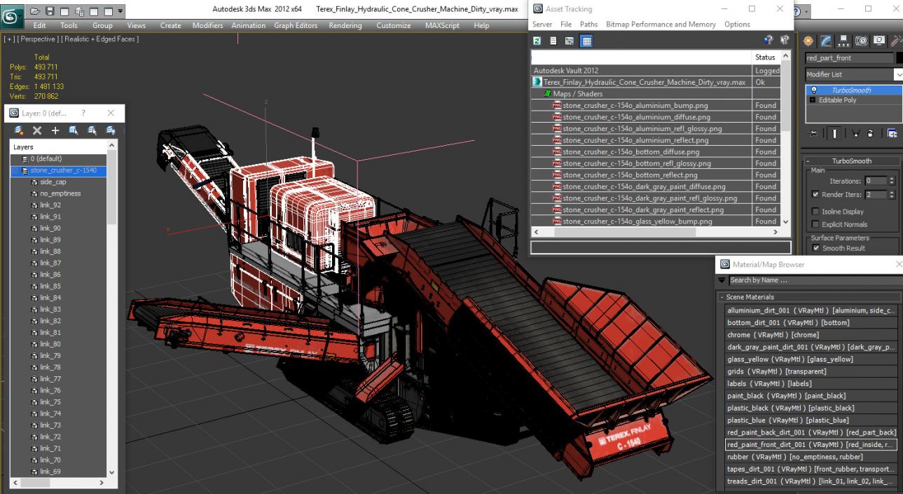 Terex Finlay Hydraulic Cone Crusher Machine Dirty 3D model