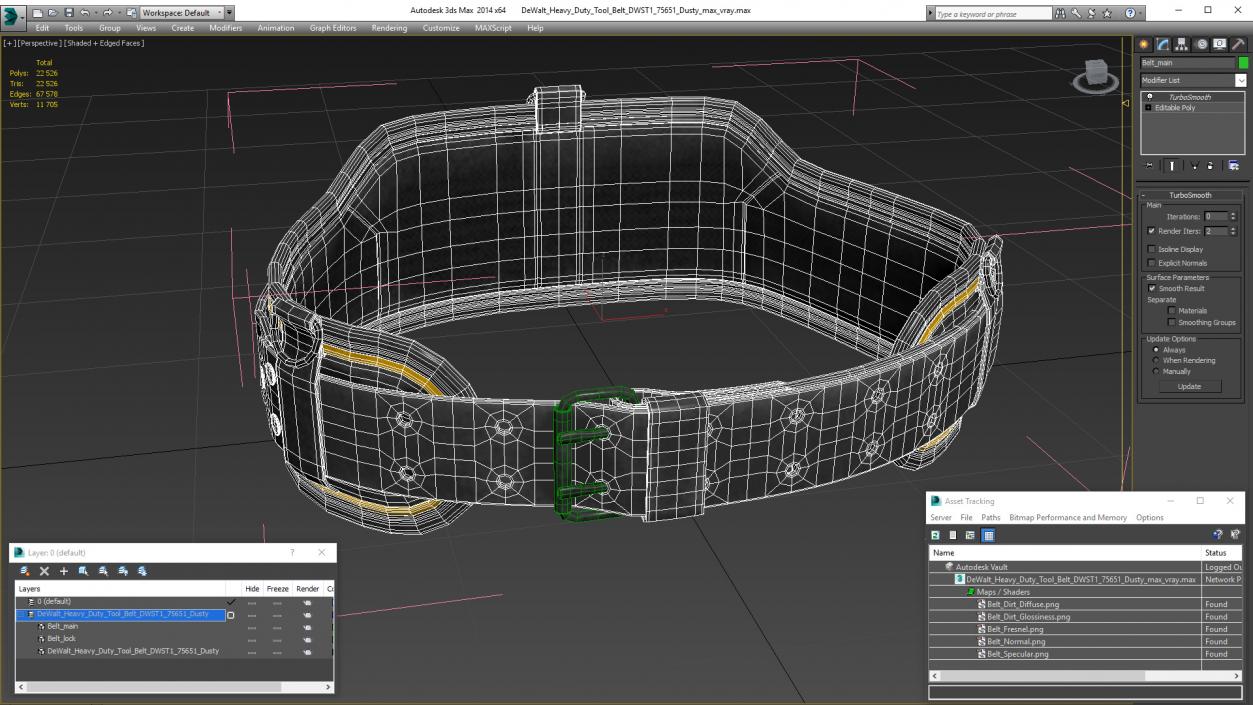 3D model DeWalt Heavy Duty Tool Belt DWST1 75651 Dusty