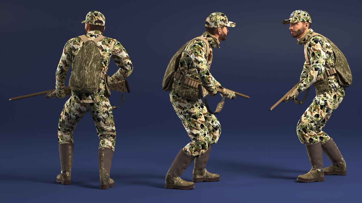 Creeping Duck Hunter in Forest Camo Fur 3D model