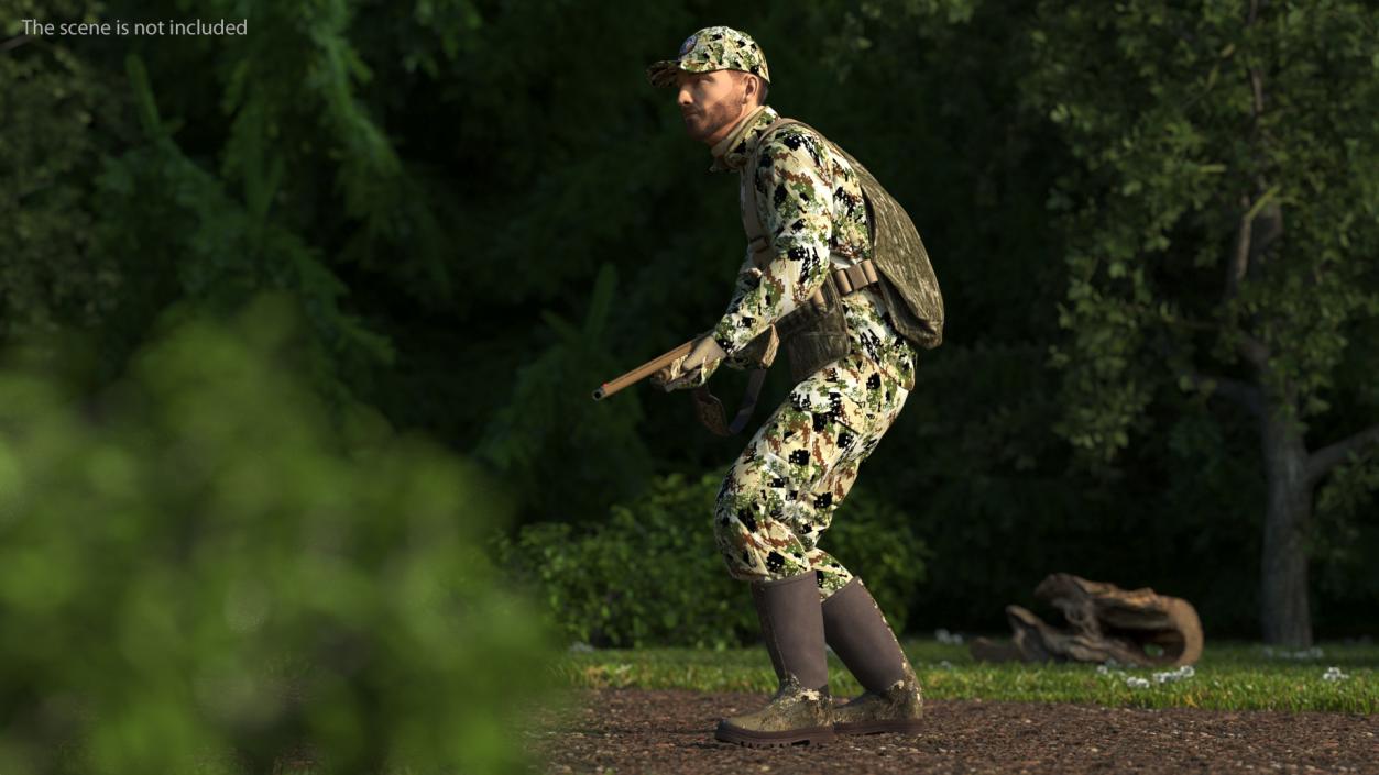 Creeping Duck Hunter in Forest Camo Fur 3D model