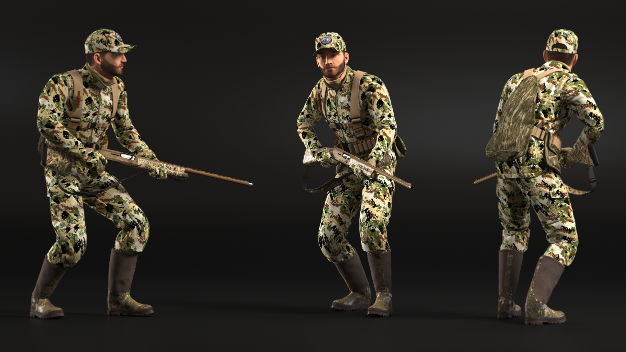 Creeping Duck Hunter in Forest Camo Fur 3D model