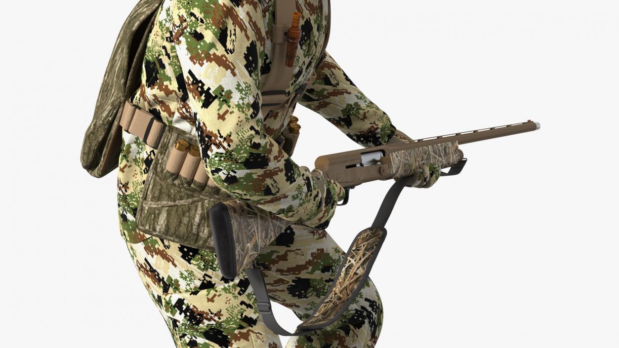 Creeping Duck Hunter in Forest Camo Fur 3D model