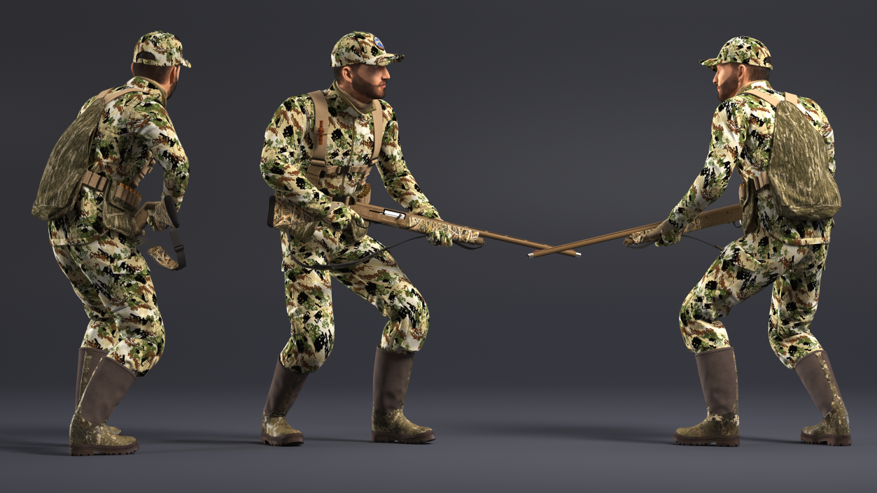 Creeping Duck Hunter in Forest Camo Fur 3D model