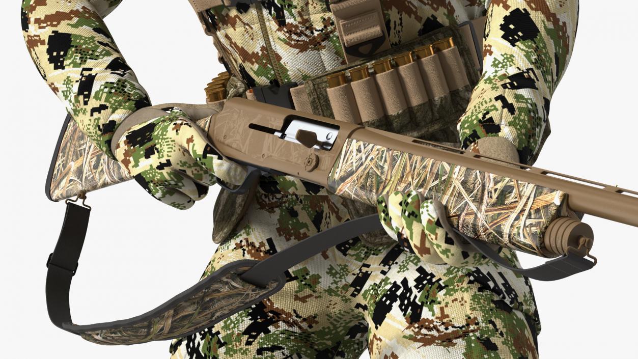 Creeping Duck Hunter in Forest Camo Fur 3D model