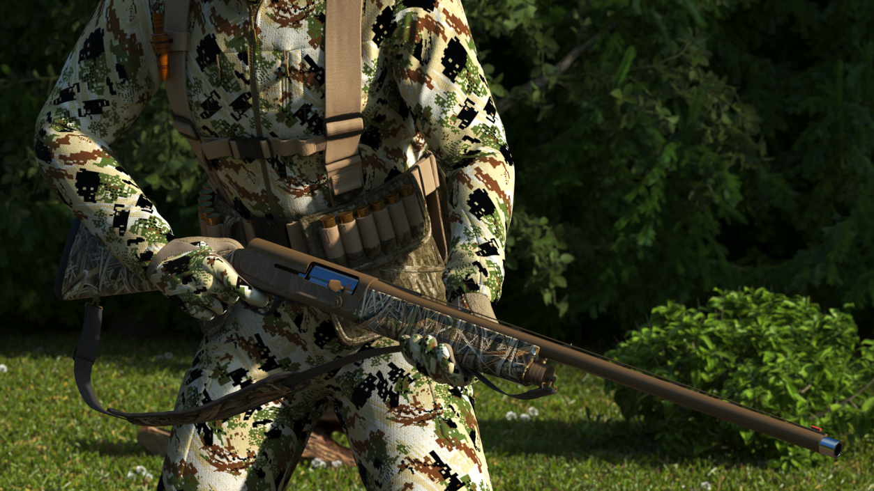 Creeping Duck Hunter in Forest Camo Fur 3D model