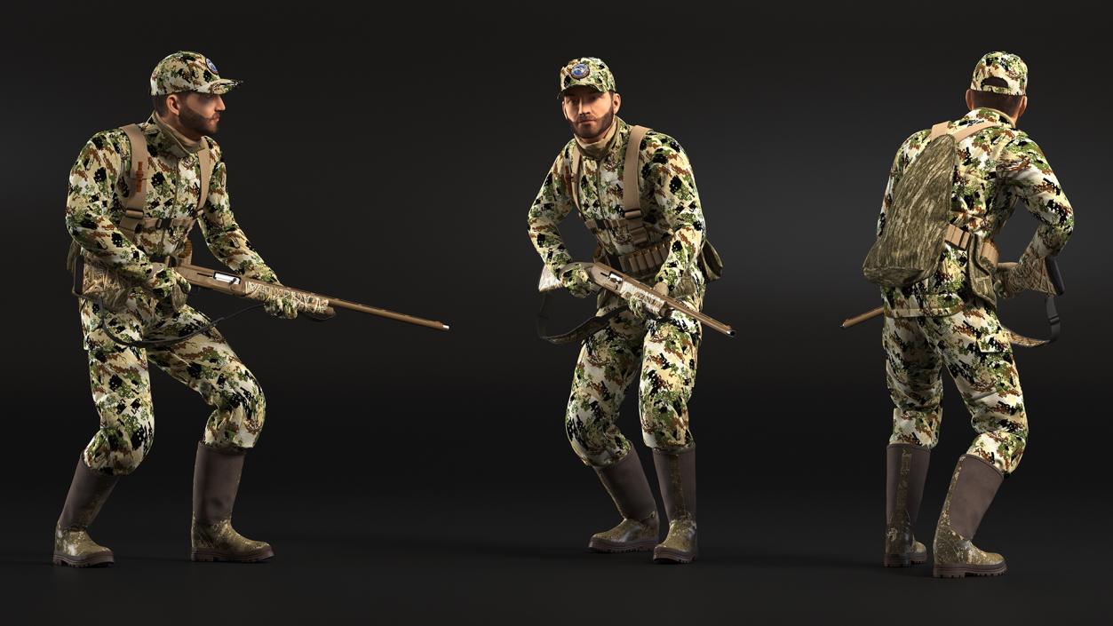 Creeping Duck Hunter in Forest Camo Fur 3D model