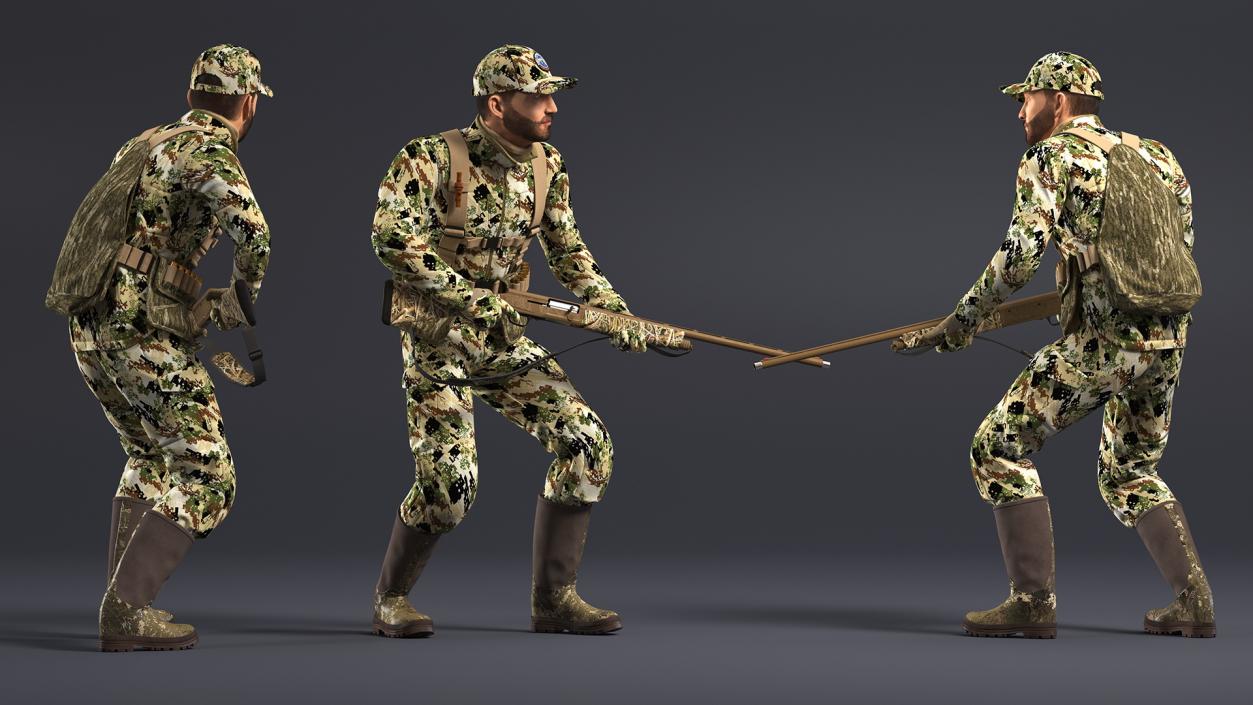 Creeping Duck Hunter in Forest Camo Fur 3D model