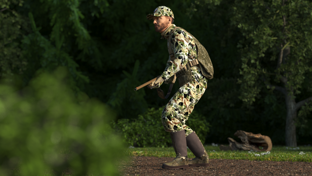 Creeping Duck Hunter in Forest Camo Fur 3D model