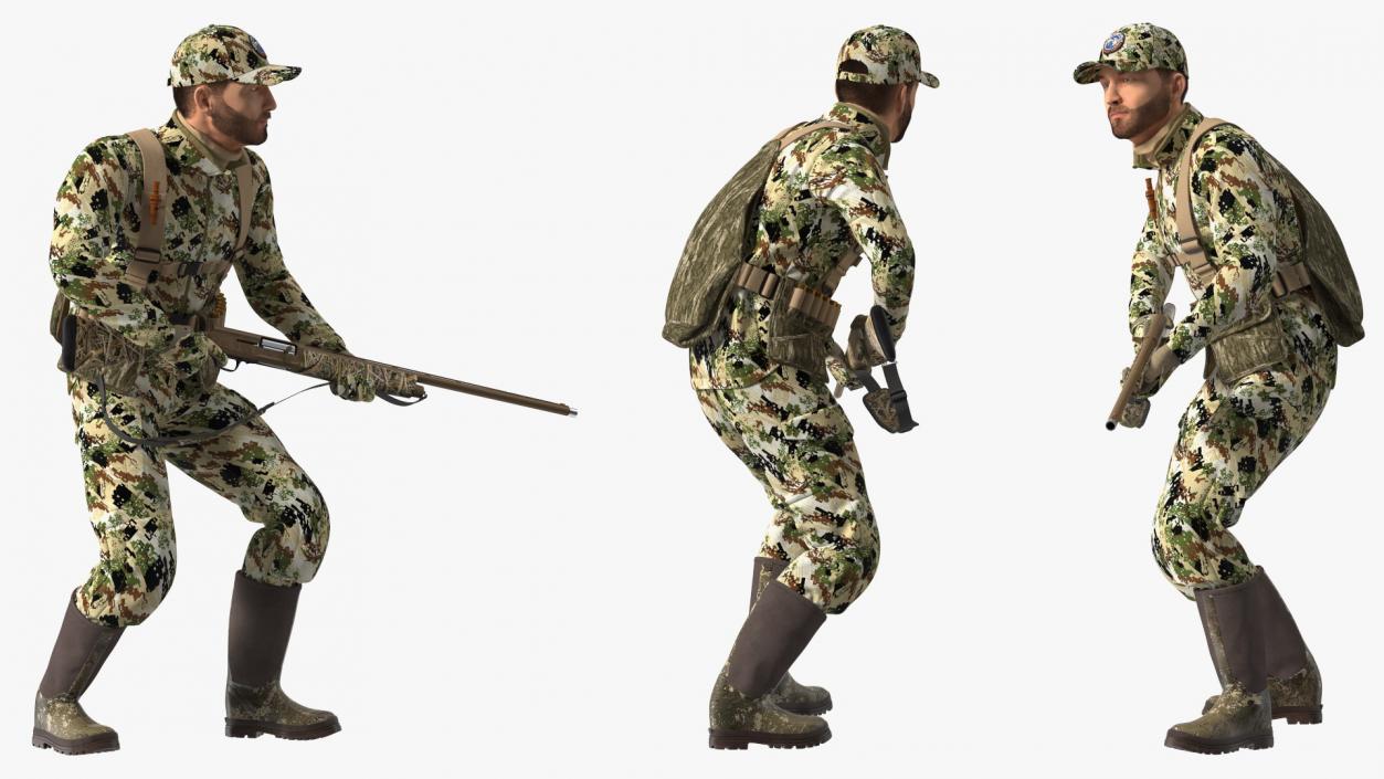 Creeping Duck Hunter in Forest Camo Fur 3D model