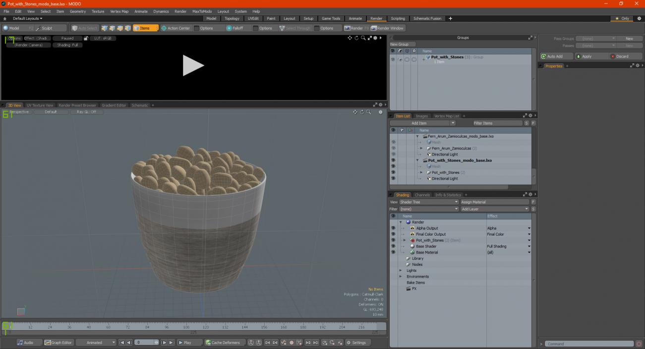 3D model Pot with Stones