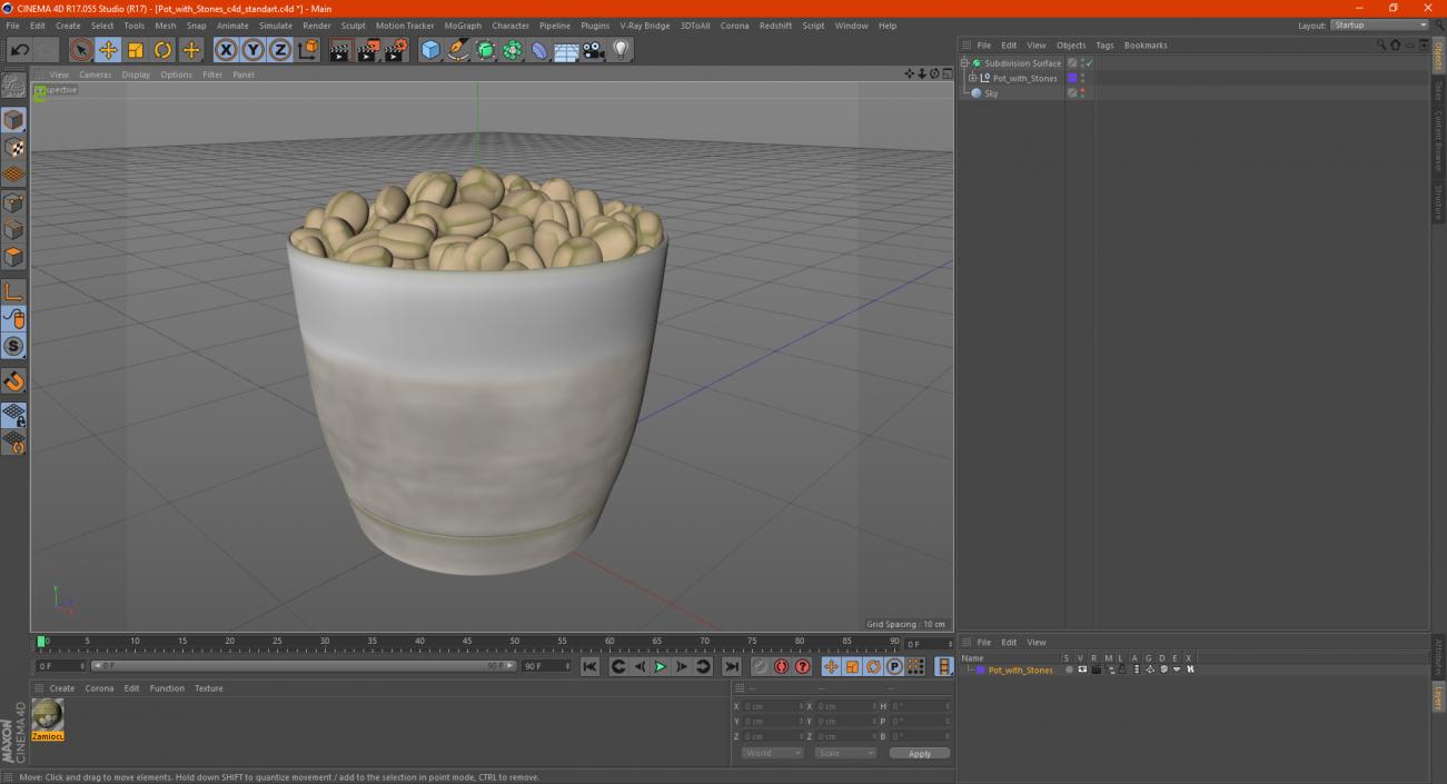 3D model Pot with Stones