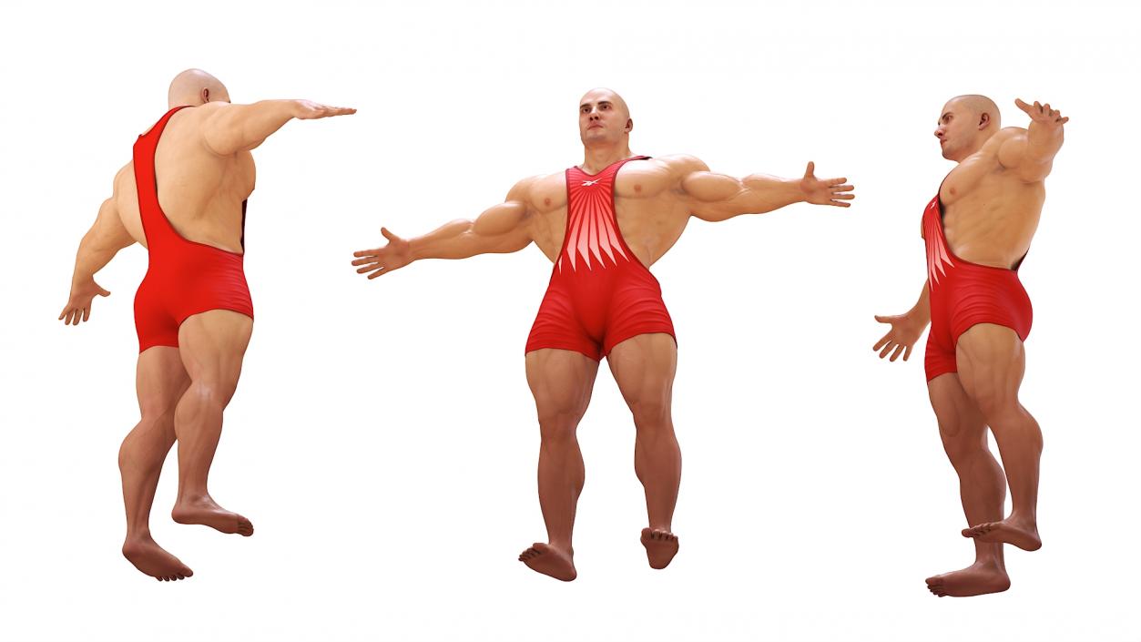 3D Fit Athletic Male T pose in Reebok Red Singlet