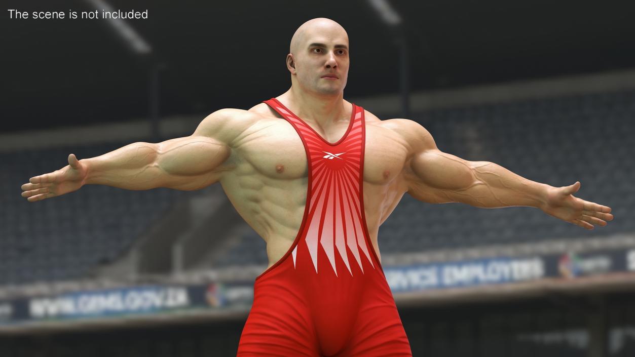 3D Fit Athletic Male T pose in Reebok Red Singlet