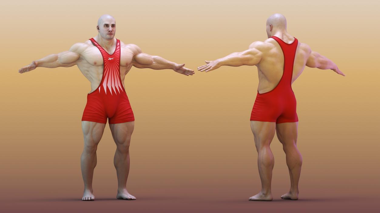 3D Fit Athletic Male T pose in Reebok Red Singlet