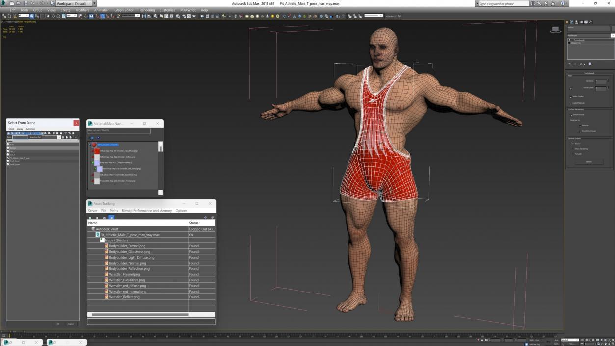 3D Fit Athletic Male T pose in Reebok Red Singlet