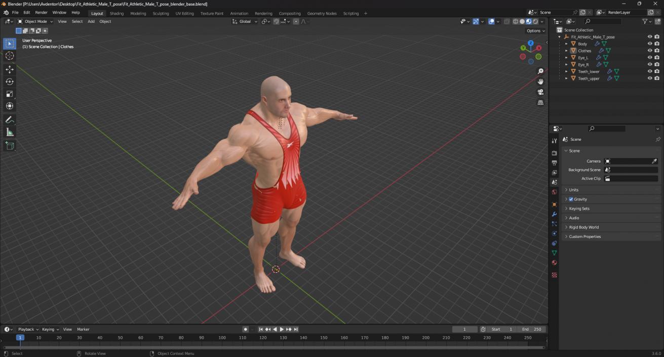 3D Fit Athletic Male T pose in Reebok Red Singlet