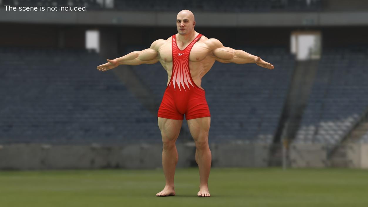 3D Fit Athletic Male T pose in Reebok Red Singlet