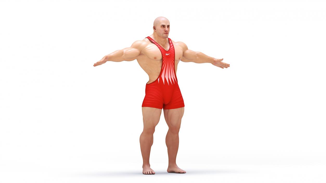 3D Fit Athletic Male T pose in Reebok Red Singlet