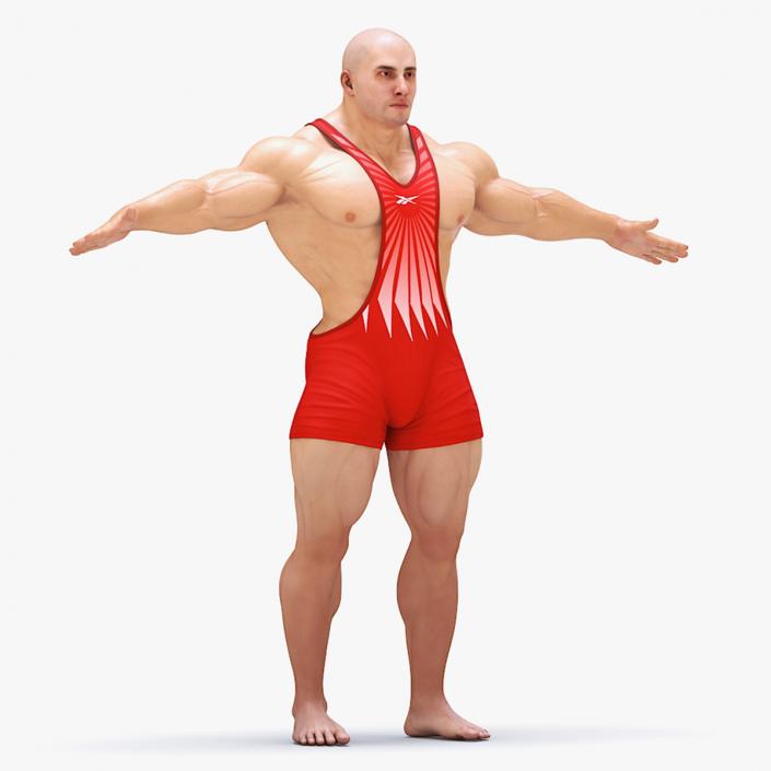 3D Fit Athletic Male T pose in Reebok Red Singlet