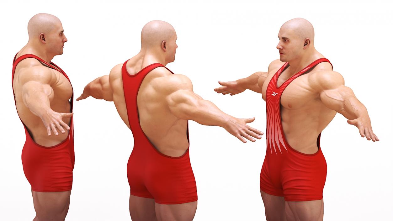 3D Fit Athletic Male T pose in Reebok Red Singlet