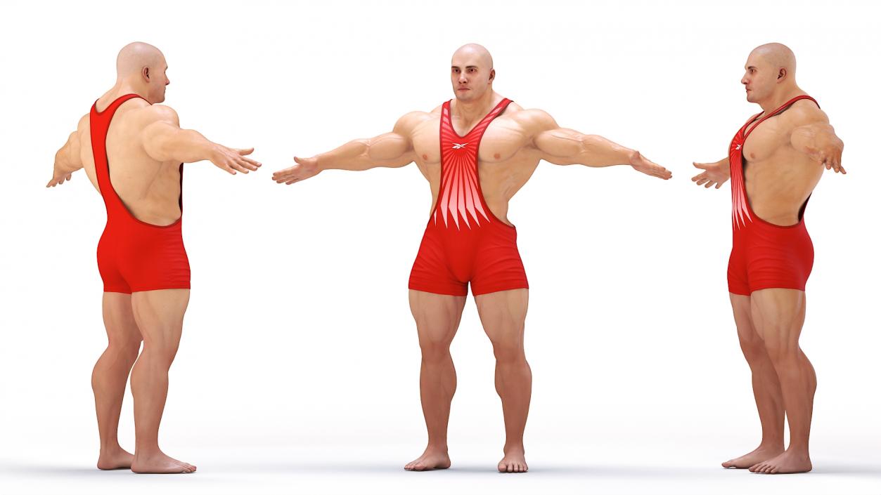 3D Fit Athletic Male T pose in Reebok Red Singlet