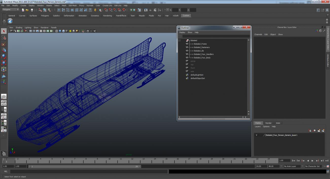 Bobsled Four Person Generic 3D