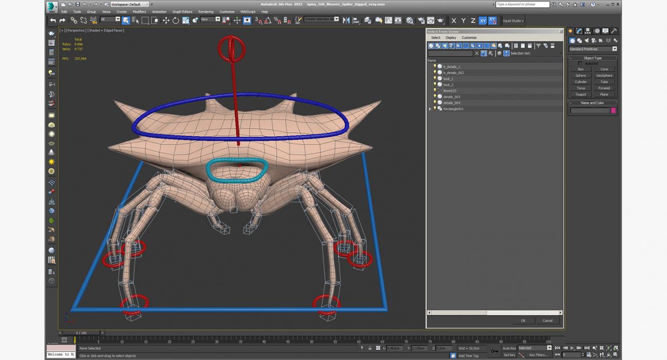 3D model Spiny Orb Weaver Spider Rigged