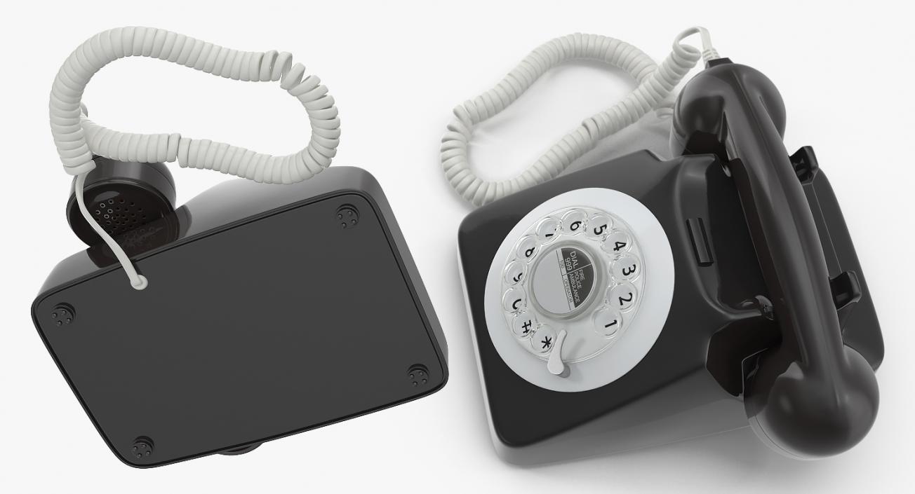 Classic Style Rotary Dial Table Phone 3D