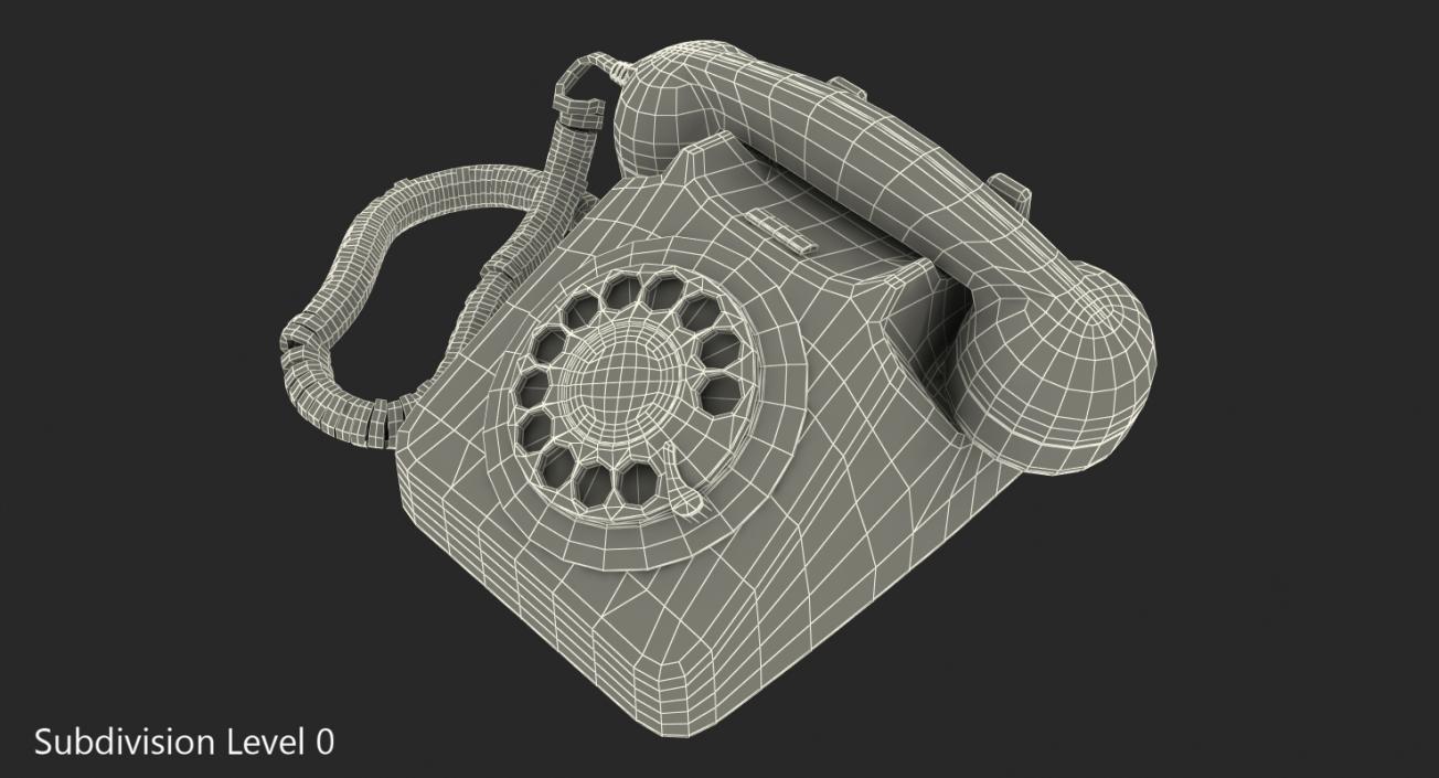 Classic Style Rotary Dial Table Phone 3D