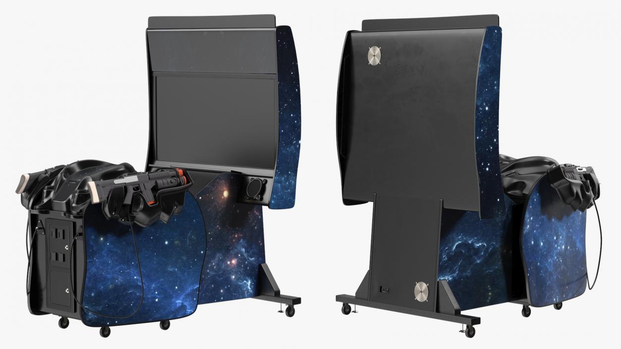 Space Arcade Game Machine Off State Rigged 3D